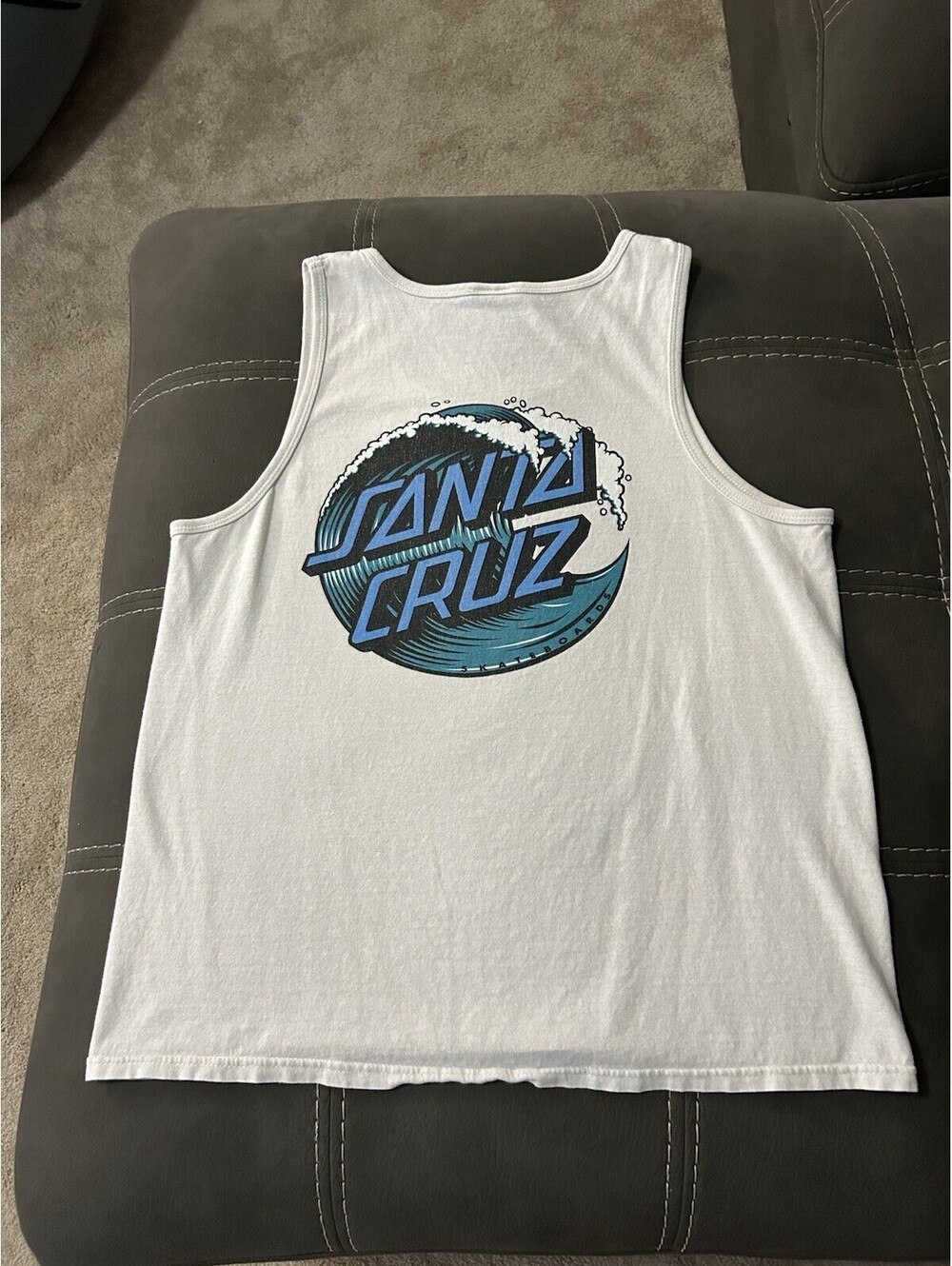 Santa Cruz Skateboards White Graphic Tank Top Surf Skate Y2K